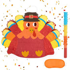 WERNNSAI Thanksgiving Turkey Pinata - Fall Decorations Red Turkey Pinata Thanksgiving Games for Kids Fall Festival Autumn Decor Carnival Party Supply with Blindfold