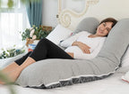 Meiz Pregnancy Pillows Cooling, Pregnancy Pillow U Shaped, Full Body Pillow and Maternity Pillow for Support Neck/Back/Legs with Pregnancy Pillow Cooling Jersey Cover & Velvet Cover, Grey