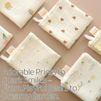 MUKIN Baby Muslin Washcloths and Burp Cloths, Floral Pattern Cotton Face Towels, Burping Cloths for Newborn,6-Pack,10x20 inches