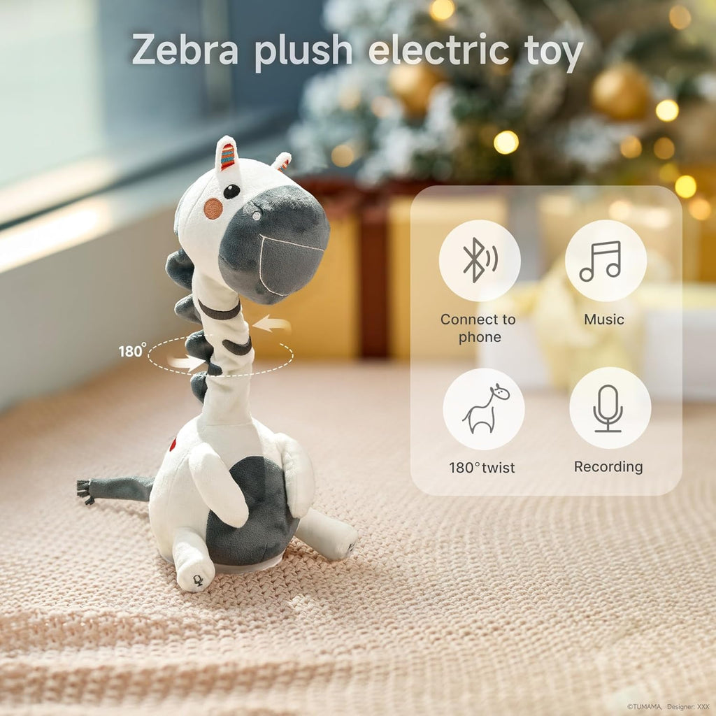 TUMAMA Singing Talking Dancing Toy, Mimicking Twisting Electronic Soft Plush Zebra Toy with Recording & Repeating What You Say, Singing Interactive Toddler Toys for Boys Girls Gifts