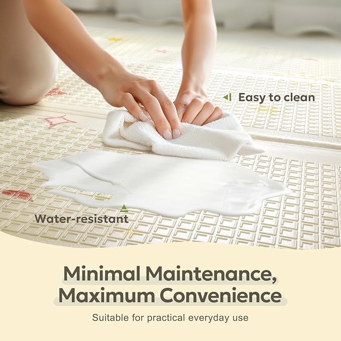 Extra Large Foldable Play Mat, Reversible Baby Play Mat with Edge Reinforcement, Non-Toxic & Waterproof Baby for Floor, Foam Playmat with Travel Bag, Rainbow, Cloud & Moon, 71"x59"