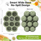 KeaBabies Silicone Food Freezer Trays with Lid, 2oz x 10 Pods Baby Food Storage Containers, Easy Puree Meal Prep, Breast Milk Silicone Freezer Molds, Dishwasher, Microwave Safe, BPA-Free (Sage)