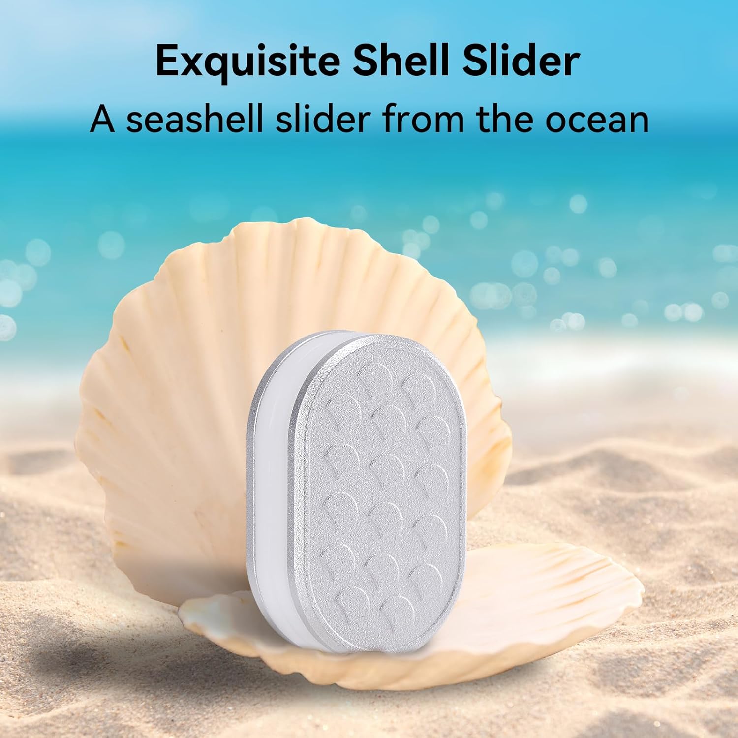 EDC Magnet Fidget Slider - Sliver Seashell Design Push Card Adults Magnetic Clicker Block with Anxiety Stress Relief, Sensory Haptic Office Desk Toy for ADHD, Gifts for Boyfriends and Father