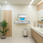 Fold-Down Baby Changing Diaper Station - Horizontal Wall Mounted, Sturdy & Durable with Safety Straps for Commercial Bathrooms, Granite
