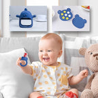 Baby Fruit Feeder & Breastmilk Popsicle Mold Set – 3 Pack Silicone Teething Relief Kit with Food Feeder Pacifier, Freezer Tray with Lid & Baby Teether Toy (Steel Blue)