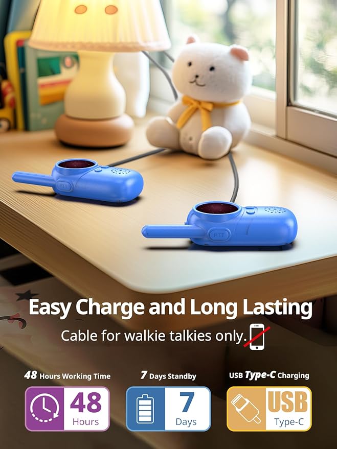 Walkie Talkies for Kids Rechargeable, 3 4 5 Year Old Boy Girl Gifts, 2 Pack Birthday Gifts for 3 4 5 6 7 8 Year Old Boys, Toddler Toys for Indoor Outdoor Games