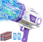BOMOCO Bubble Gun,125 Holes Bubble Machine Bubbles for Kids 3-12,Bubble Blaster Gun with Bubble Solution Summer Outdoor Bubble Toys Birthday Wedding Halloween Party Favors Gifts Bubble Maker,Purple