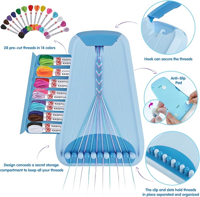 Arts and Crafts for Kids Ages 8-12,Friendship Bracelet Making Kit for Girl,Kids Jewelry Making Kit with 28 Pre-Cut Threads,Christmas Birthday Gifts for Ages 6 7 8 9 10 11 12 Year Old Light Blue