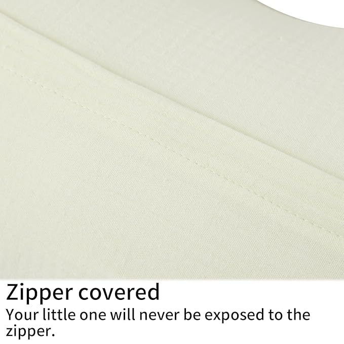 Onacosht Muslin Nursing Pillow Cover Soft 100% Cotton Feeding Pillow Slipcover Fits Standard Infant Nursing Pillow for Baby Boy and Girl, Ivory White
