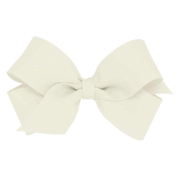 Wee Ones Baby Girls' Mini Classic Grosgrain Hair Bow on a WeeStay Clip w/Plain Wrap Center - Antique White,One Size