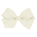 Wee Ones Baby Girls' Mini Classic Grosgrain Hair Bow on a WeeStay Clip w/Plain Wrap Center - Antique White,One Size