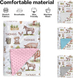 Personalized Baby Blankets for Boys Girls, Custom Name Farm Animals Pattern Baby Blanket, Soft Minky Dot Blanket for Newborns and Toddlers, Ideal for Baby Showers Christmas Brithday Gifts