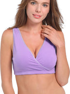 SUIEK 4 Pack Nursing Sleep Bra Maternity Bralette Cotton Breastfeeding Bras