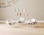 Foundations Secure Sitter Feeding Chairs Multipack, No-Tip Feet, 3-Point Adjustable Harness, Removable Tray, Easy to Clean, Stackable Feeding Chairs, 3 Pack (5 inch)