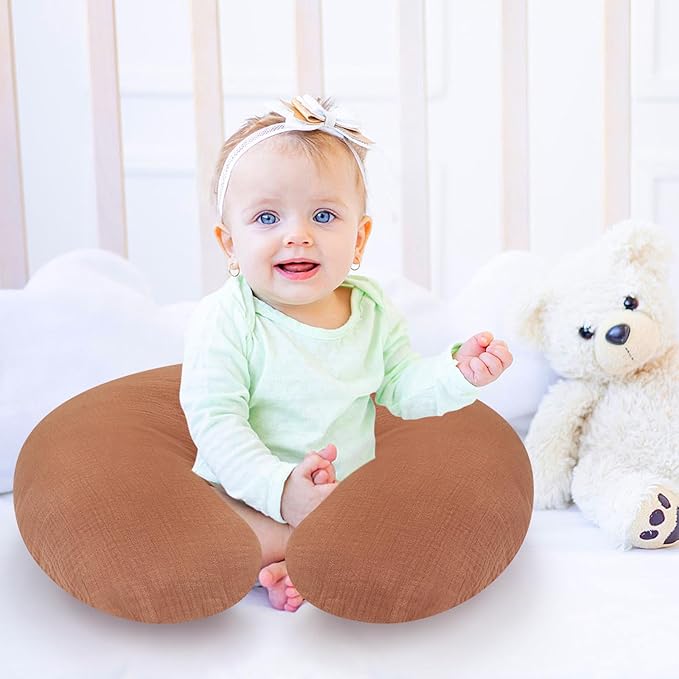 Accmor 2 Pack Muslin Nursing Pillow Covers, 100% Cotton Soft Nursing Covers for Breastfeeding Pillows, Slipcover for Baby Girls Boys Newborn