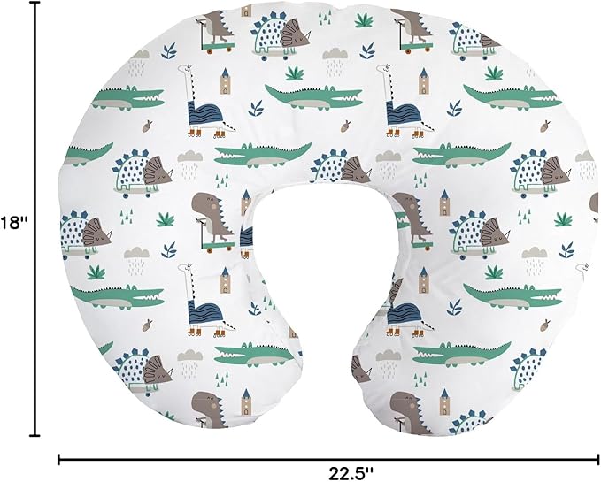 Little Grape Land Nursing Pillow for Infants, Breastfeeding Pillows, Baby Support Pillow for Nursing, Bottle Feeding, Tummy Time with Machine Washable Cover & Breathable Filling (Wild Dinosaur)