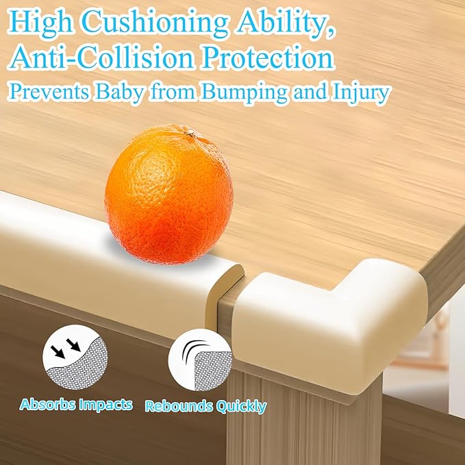 Baby Proofing Edge Corner Protector,1Roll L-Shape Soft Cabinet Door Bumper Corner Strip,8 Furniture Safety Bumper Corner Guards,Wall Protector,Self Adhesive,for Nursery,Kitchen,Fireplace,Table