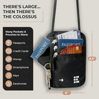 Neck Wallet for Travel & Passport Holder with RFID Blocking - Slim & Easy to Conceal Nylon Travel Pouch for men & women - Holds Phone, Cash, Cards, Keys - Sweat & Water Resistant - X-Large - Black