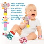 Baby Rattles Toys - Soft Hanging, Handheld & Foot Sock Rattles Set - Plush Stuffed Infant Toys for 0-3, 3-6, 6-12 Months - Newborn Gift