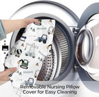 Little Grape Land Nursing Pillow for Infants, Breastfeeding Pillows, Baby Support Pillow for Nursing, Bottle Feeding, Tummy Time with Machine Washable Cover & Breathable Filling (Construction Truck)