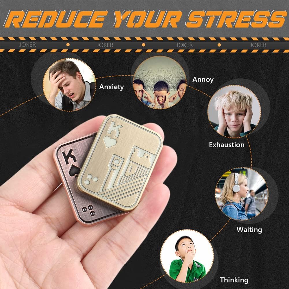 STONESTAR Poker Fidget Slider - Glow in The Dark Magnetic Metal Fidget Toys for Adults, Autism ADHD Sensory Toys Stress Relief Toys Office Desk Toys Gift for Father and Boyfriend