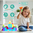 Magnetic Building Blocks in Multiple Shapes, 1.65 Inch Montessori Magnetic Block Set for Kids Ages 4 5 6 and Up, 36PCS Creative Learning Toys for Boys and Girls