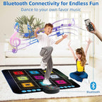 SUNLIN Light Up Dance Mat, Toy Gift for Girls Boys 3-10, Wireless Dance Pad w/ 9 Light-Up Buttons & Bluetooth, Music Pad w/ 4 Game Modes, Volume Control, Birthday Gifts for 3 4 5 6 7 8 Years Old Kids