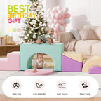 Soft Foam Climbing Blocks Set – Large 5-in-1 Soft Play Toys Crawling & Sliding Climbing Arch for Toddlers, Foam Playset for Nursery,Preschool,Pink