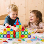 FNJO Mini Magnetic Tiles, Magnet Building Set,60 PCS Building Blocks Set STEM Preschool Montessori Toy for Kids Boys Girls
