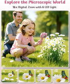 Microscope Camera for Kids Gifts Toys- Handheld Pocket Microscopes with 2.4" Screen and Autofocus - Mini Digital Educational Science Kit for Christmas Birthday for Age 3-5 5-7 8-12 Girls Boys(Pink)