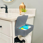 Bathroom Wipes Holder Dispenser with Shelf – Restroom Organizer & Wipe Holder for Bathroom – Tool Free Wall Mounted Baby Wipe Holder by Storage Theory – Gray, 1 Pack