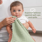 Comfy Cubs Muslin Burp Cloths 20" x 10", Pack of 10 - Large, 6-Layer, Ultra Absorbent 100% Cotton for Baby Drool and Messes - Soft, Safe & Gentle Baby Burp Cloths for Boys & Girls - Sage