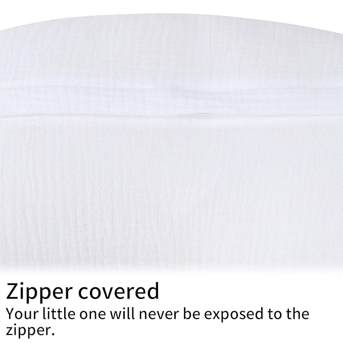 Onacosht Muslin Nursing Pillow Cover Soft 100% Cotton Feeding Pillow Slipcover Fits Standard Infant Nursing Pillow for Boy and Girl, White