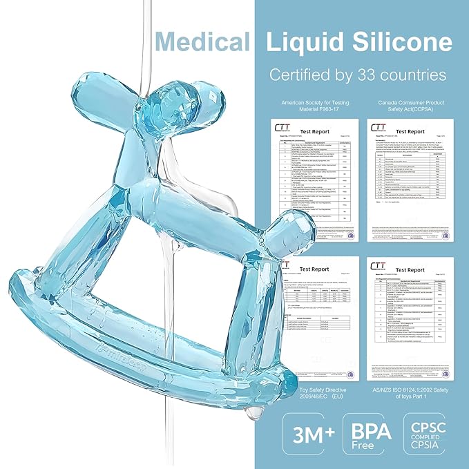 Crystal Jelly Baby Teether – Teething Toys 3-6 Months Food Grade Silicone Teether with Storage Box and Pacifier Clip, Safe for Babies (Citrine Clip+Box)