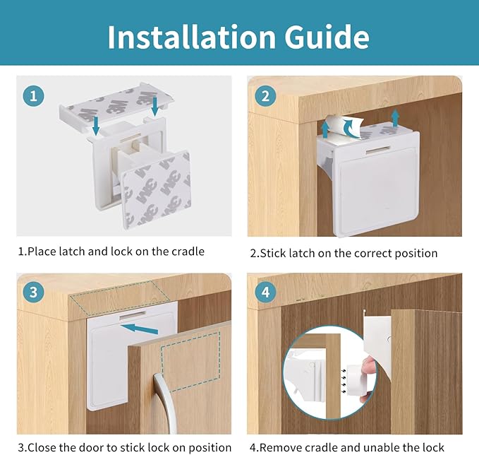 Child Safety Magnetic Cabinet Locks - Children Proof Cupboard Baby Latches - Adhesive for Cabinets & Drawers (10 Locks and 2 Keys)