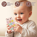 High Chair Suction Toys Baby Teething Chew - Baby Teething Toys Silicone Teethers Table Toys, Food Grade Silicon for 6 12 18 Months (BeigeRPink)