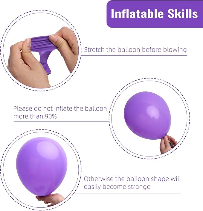 RUBFAC 129pcs Purple Balloons Different Sizes 18 12 10 5 Inch, Lavender Lilac Latex Balloon Garland Arch Kit for Halloween Masquerade Party Decorations Birthday Anniversary Baby Shower Party Supplies