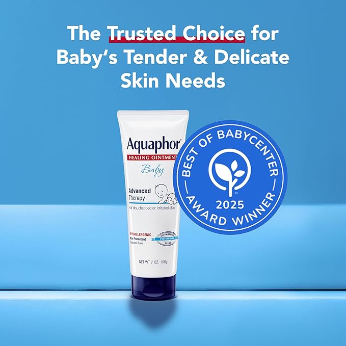Aquaphor Baby Healing Ointment Advanced Therapy Skin Protectant, Dry Skin and Diaper Rash Ointment, Holiday Baby Gifts, 7 Oz Tube
