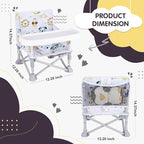 Portable Booster Seat, Toddler Baby Seat with Tray for Dining Table Compact Floor Chair for Camping Lawn Beach Babies Travel 6-36 Months