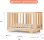 dadada Spirit 8 in 1 Convertible Crib to Toddler Bed & Floor Bed, Made in Italy, Greenguard Gold Certified, Adjustable Mattress Heights (Natural)