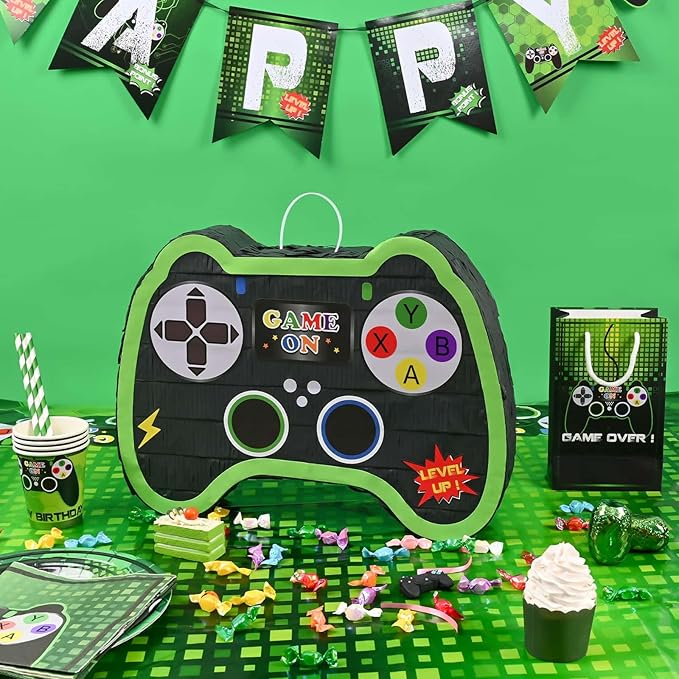 WERNNSAI Video Game Controller Piñata - Game Party Supplies Piñata Bundle with Blindfold and Bat for Boys Kids Gaming Theme Birthday Party Game Carnival Activity Decorations (15.7" x 12.2" x 3.1")