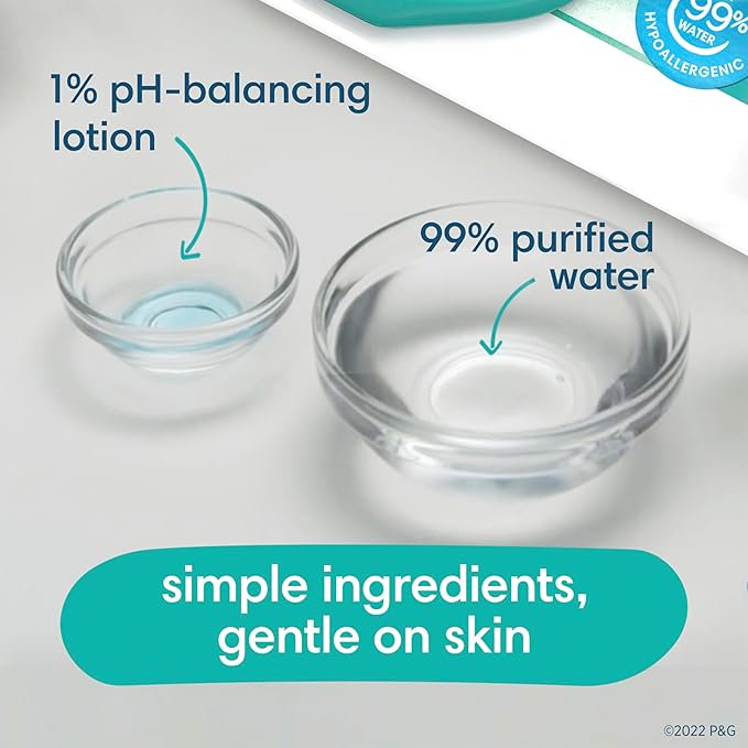 Pampers Baby Wipes Aqua Pure, 99% Water Based Wipes, Hypoallergenic and Unscented Infant Wipe, 896 Total (16 Flip-Top Packs)