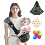 Baby Sling Carrier Adjustable Baby Sling 2025 Upgraded Toddler Sling Comfortable Baby Wrap Carriers Ergonomic-Designed, Travel Friendly Carrying 10-45 Lbs(Green Leopard)