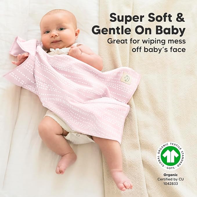 Organic Burp Cloths Baby Boy, Girl - 6-Pack Large Cotton Burping Cloths for Babies, Spit Up Rags, Super Absorbent, Ultra Soft Newborn Rag, Gender Neutral, Machine Washable, Durable(Sweet Charm)