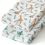 Stretchy Changing Pad Covers BROLEX Changing Table Cover for Baby Boys Girls,2 Pack Jersey Knit,Giraffe Leaf