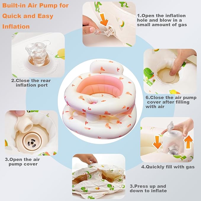 Thickened Inflatable Baby Seat, Sit Me Up Floor Seat for Babies 3-36 Months with Tray, Sitting Support Infant Chair, Built in Air Pump