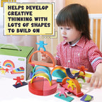 40-Piece Wooden Rainbow Stack Set, 4-in-1 Building Blocks preschoolers Early Development & Activity Toys Montessori Toys for Kids 3, 4, 5, 6 Years and Older Gifts for Boys and Girls