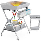 Baby Changing Table, Folding Changing Table with Heating Function, Waterproof Diaper Changing Station with Adjustable Height, 2 Drawers, Portable Baby Changing Station for Infant, Nursery, Newborn