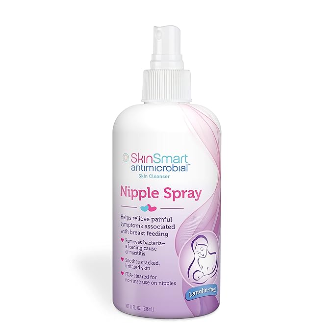 SkinSmart Nipple Relief Spray for Breastfeeding, Naturally Soothing, Lanolin-Free, Made with 100% Natural Ingredients (HOCL), 8 ounce Spray