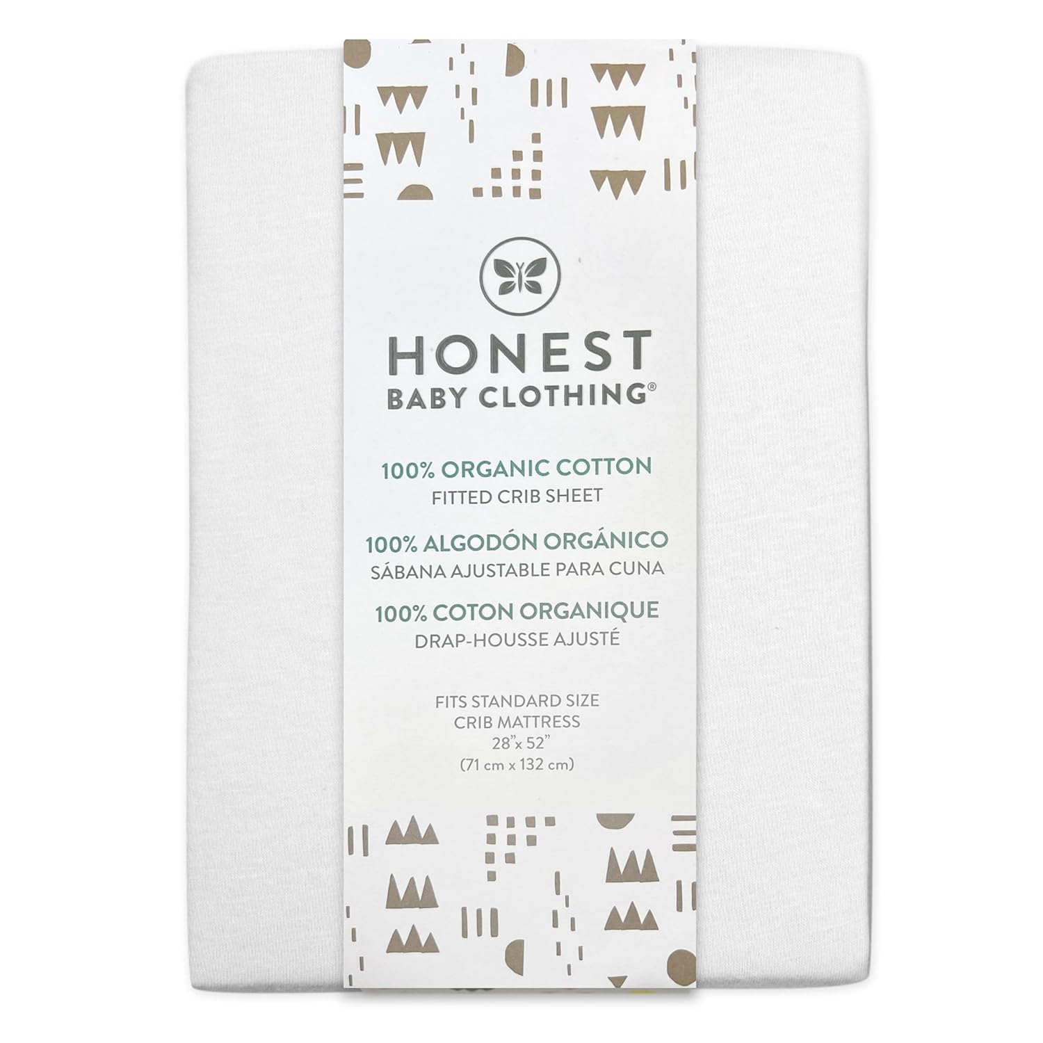 HonestBaby unisex-baby Fitted Crib Sheets Set Standard Mattress, 100% Organic Cotton Baby Boys, Girls, Neutral, 1 Pack - Rainbow Stripe, One Size